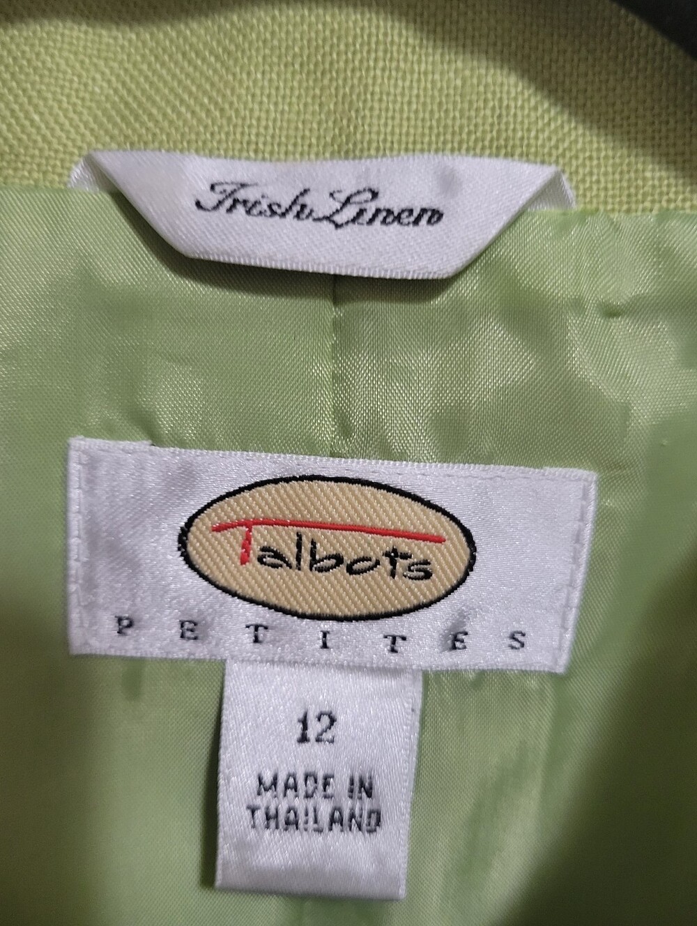 Talbots Petites Lime Green Irish Linen Button-Front Blazer, Size 12 - Picture 3 of 3